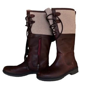 UGG Leather and Sherpa Lined Elsa Knee High Boots